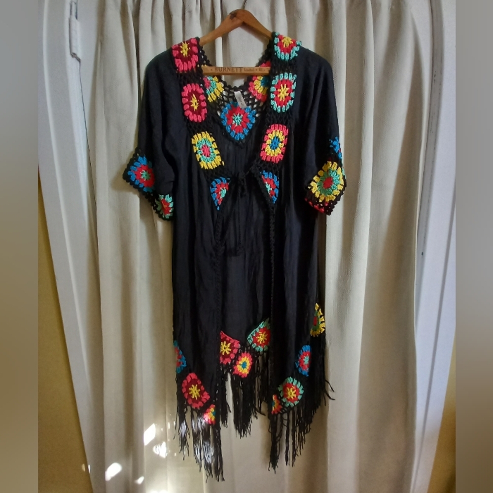 Boho Beach look with Tassel Cover Up.